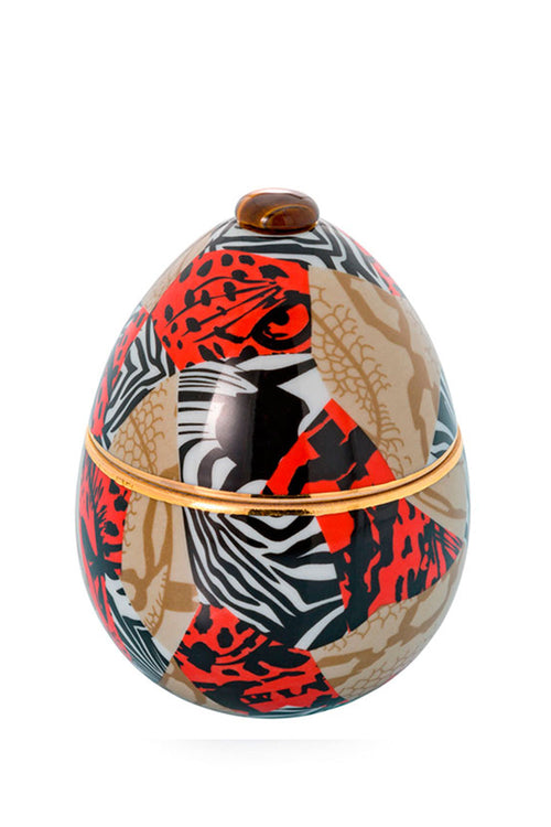 Africa Ceramic Egg Candle Zebra Camouflage, 220 g - Maison7