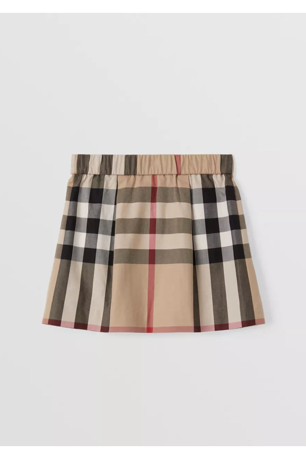 Check Stretch Cotton Pleated Skirt