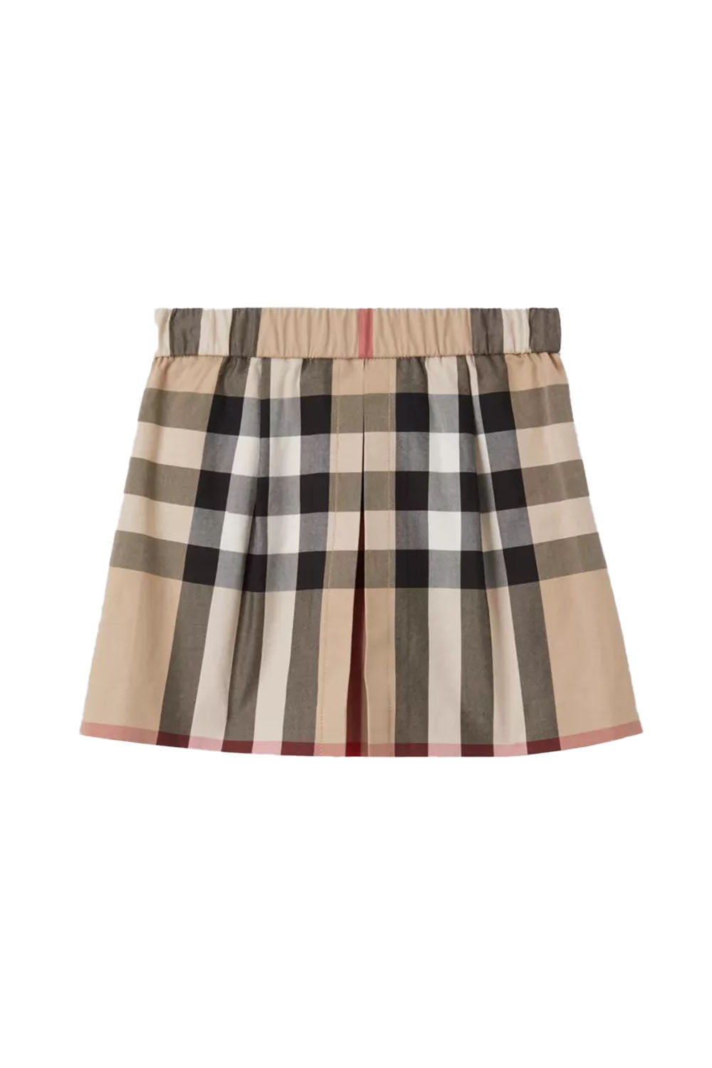 Check Stretch Cotton Pleated Skirt