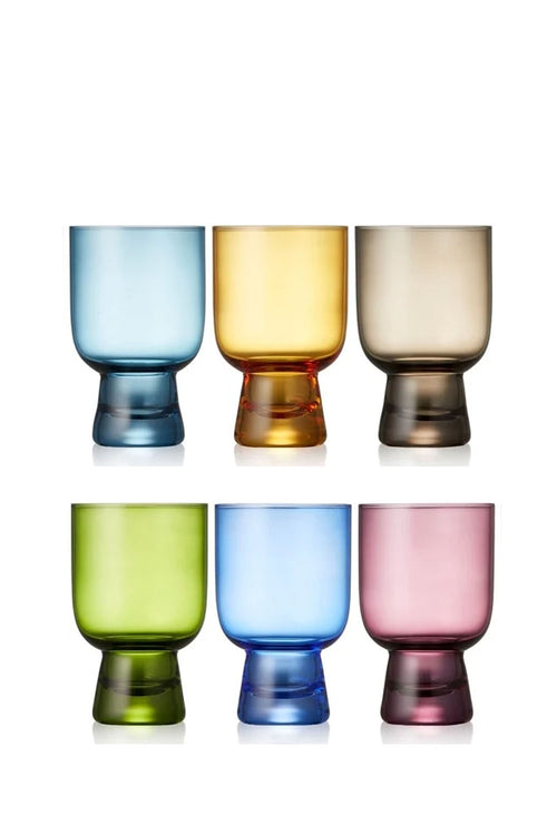 Coloured Glass Tumbler Set of 6, Assorted