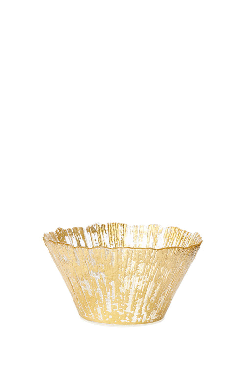 Rufolo Glass Deep Bowl, Small, Gold